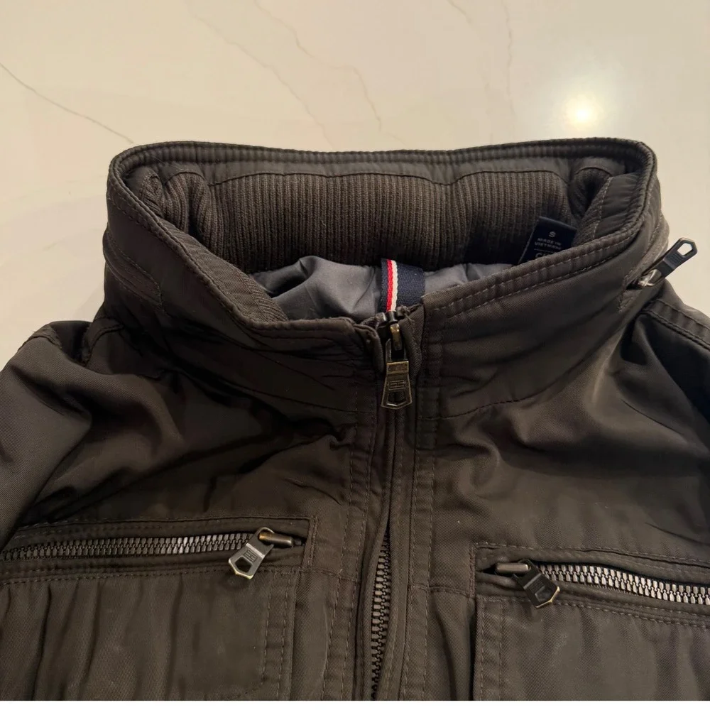 Tommy Hilfiger Mens Full Zip Bomber‎ Jacket Hidden Hood Small